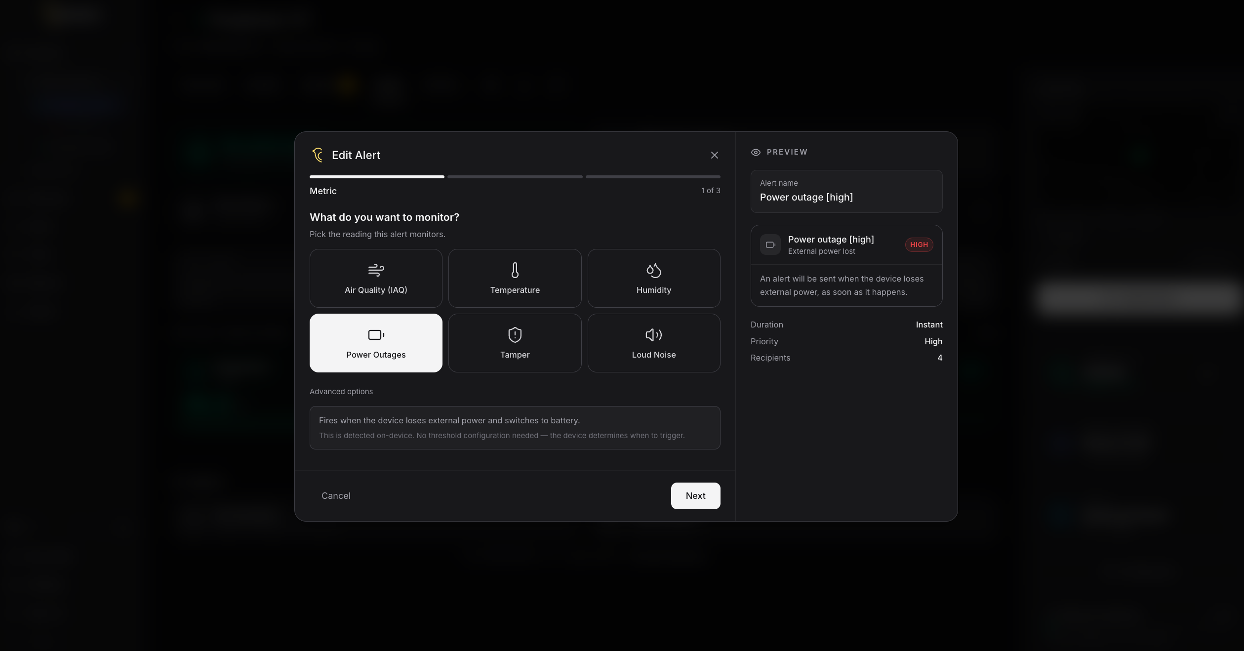 Canaro alerts dashboard